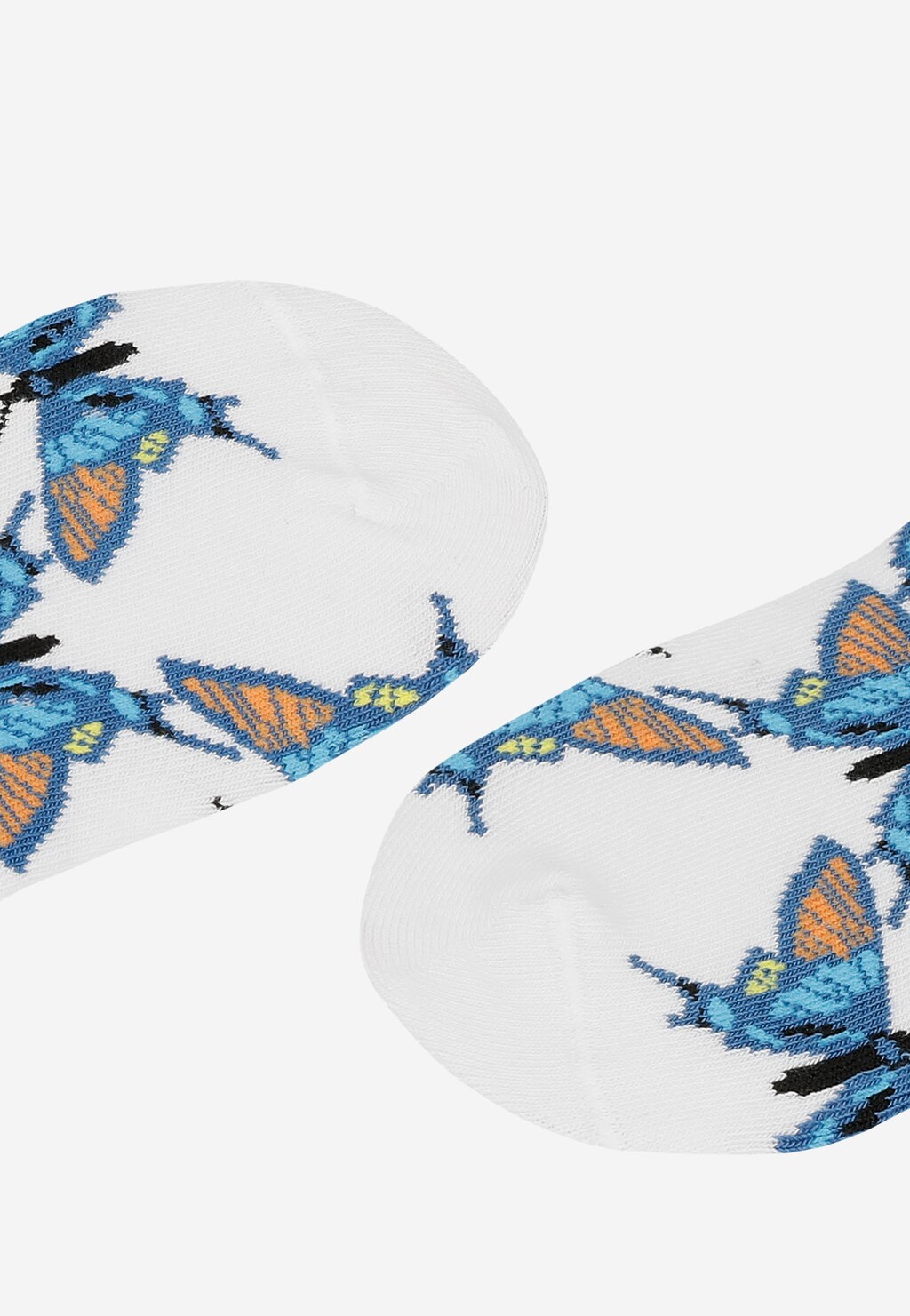 Białe stopki z motywem niebieskich motyli 97046-89 Widok 2