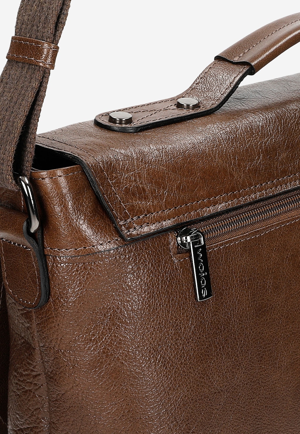 Duża brązowa torba męska ze skóry licowej 80357-52 Widok 7
