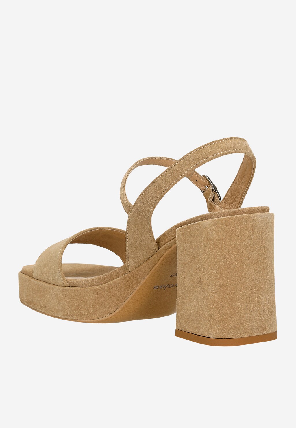 Béžové sandále na podpätku z velúrovej kože 76053-64 Widok 4