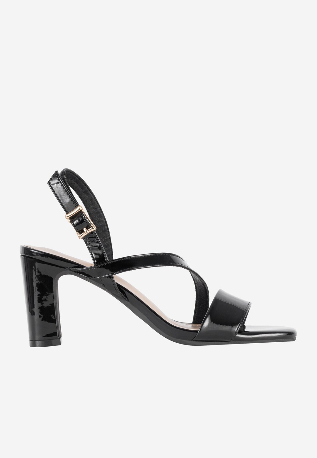 WJS czarne lakierowane sandały damskie na szerokim obcasie WJS74079-31 Widok 2