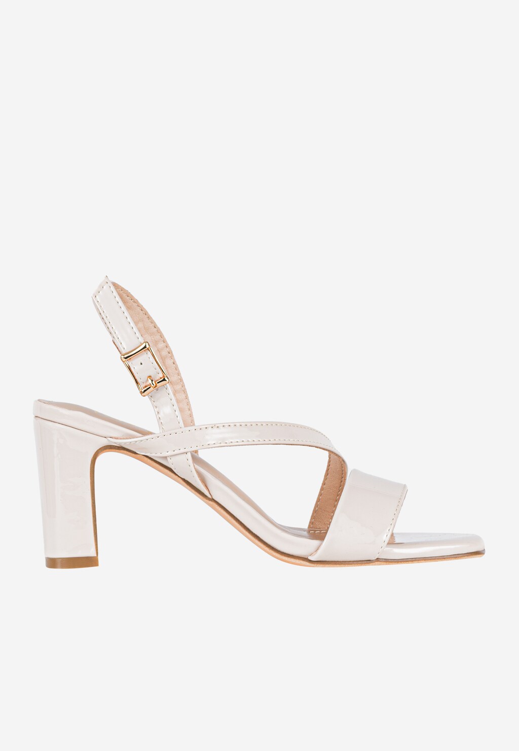 WJS beżowe lakierowane sandały damskie na obcasie WJS74079-34 Widok 2