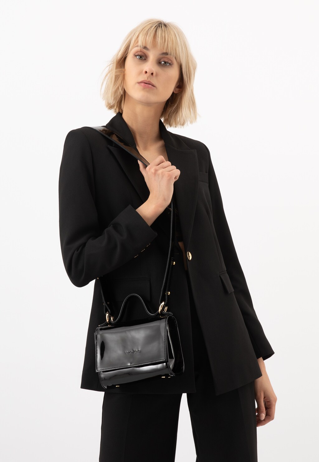 Mała czarna torebka damska z lakierowanej skóry 80347-31 Widok 1