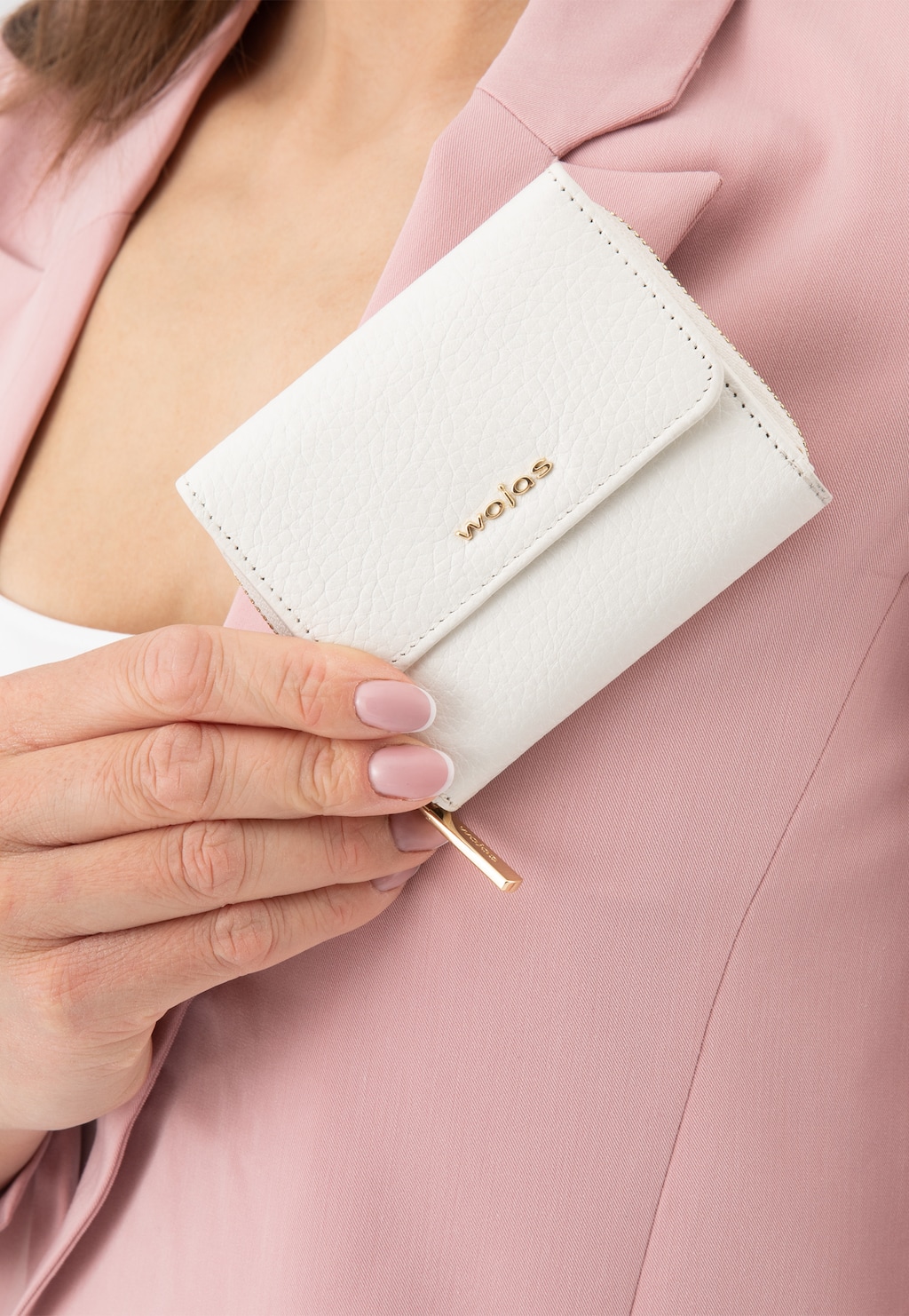 Biały kompaktowy portfel damski ze skóry licowej 91021-50 Widok 1