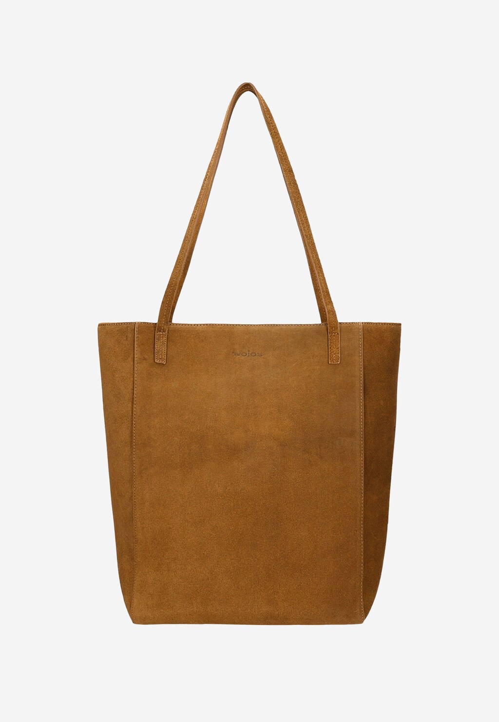 Duża shopperka damska z jasnobrązowej dwoiny welurowej 80333-63 Widok 1