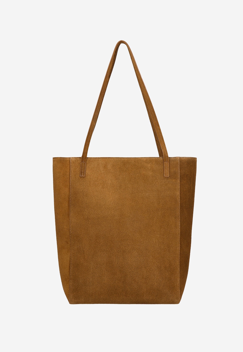 Duża shopperka damska z jasnobrązowej dwoiny welurowej 80333-63 Widok 3