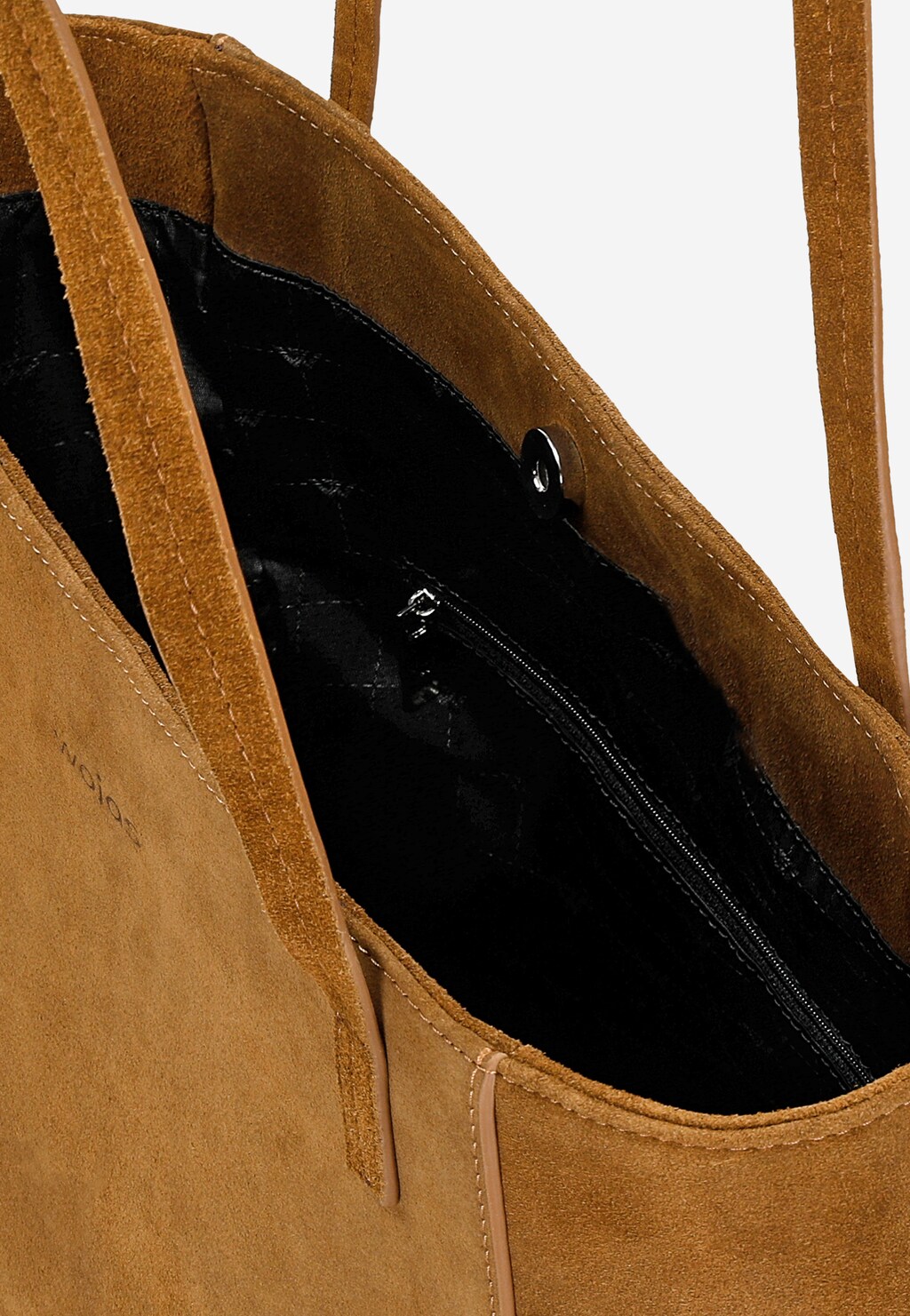 Duża shopperka damska z jasnobrązowej dwoiny welurowej 80333-63 Widok 4