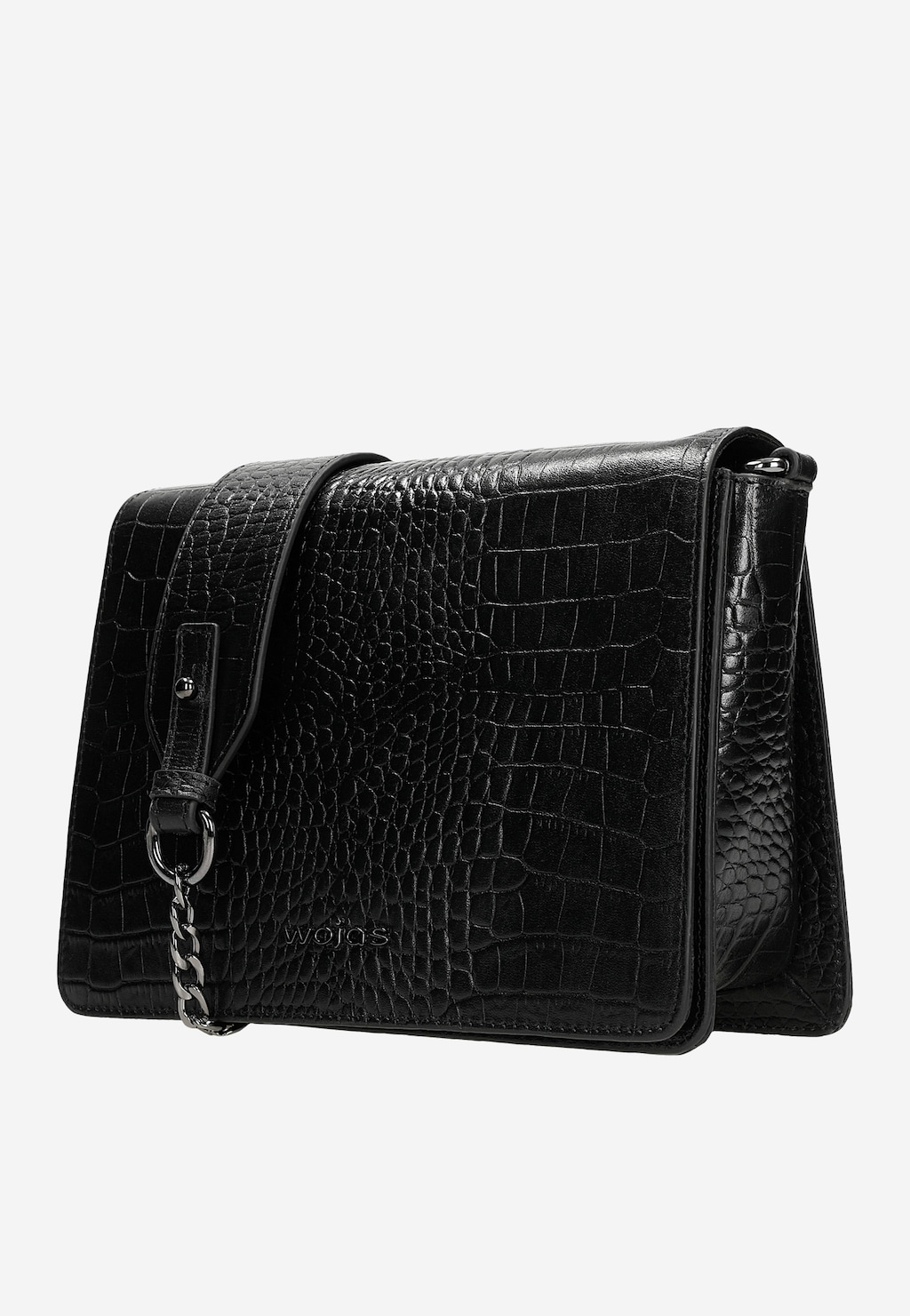 Mała czarna torebka damska z tłoczonej skóry licowej 80345-51 Widok 2