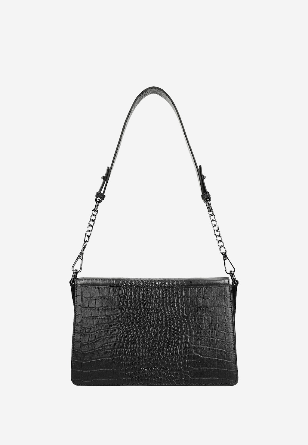 Mała czarna torebka damska z tłoczonej skóry licowej 80345-51 Widok 4