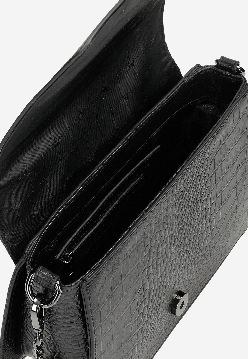 Mała czarna torebka damska z tłoczonej skóry licowej 80345-51 Widok 6