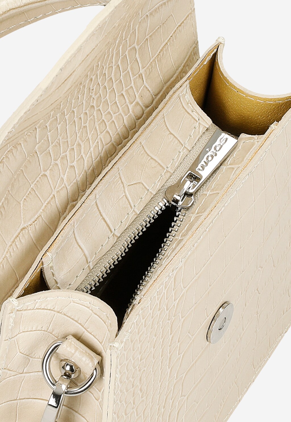 Skórzana torebka damska w kolorze jasnego beżu 80255-74 Widok 6