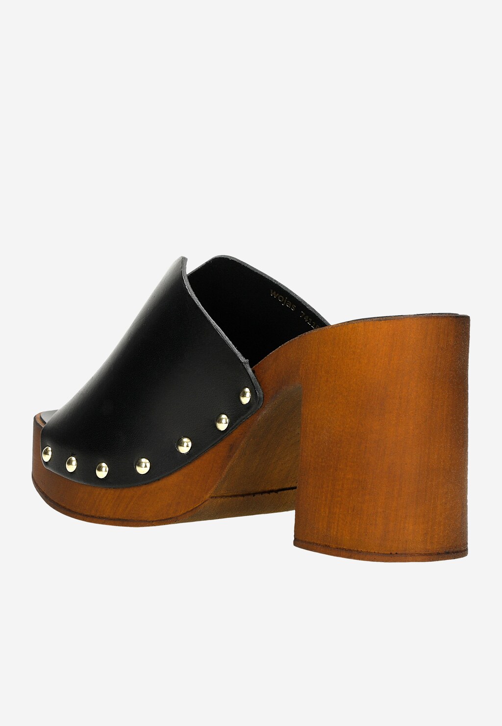 Czarne wysokie klapki damskie na brązowej podeszwie 74118-51 Widok 4