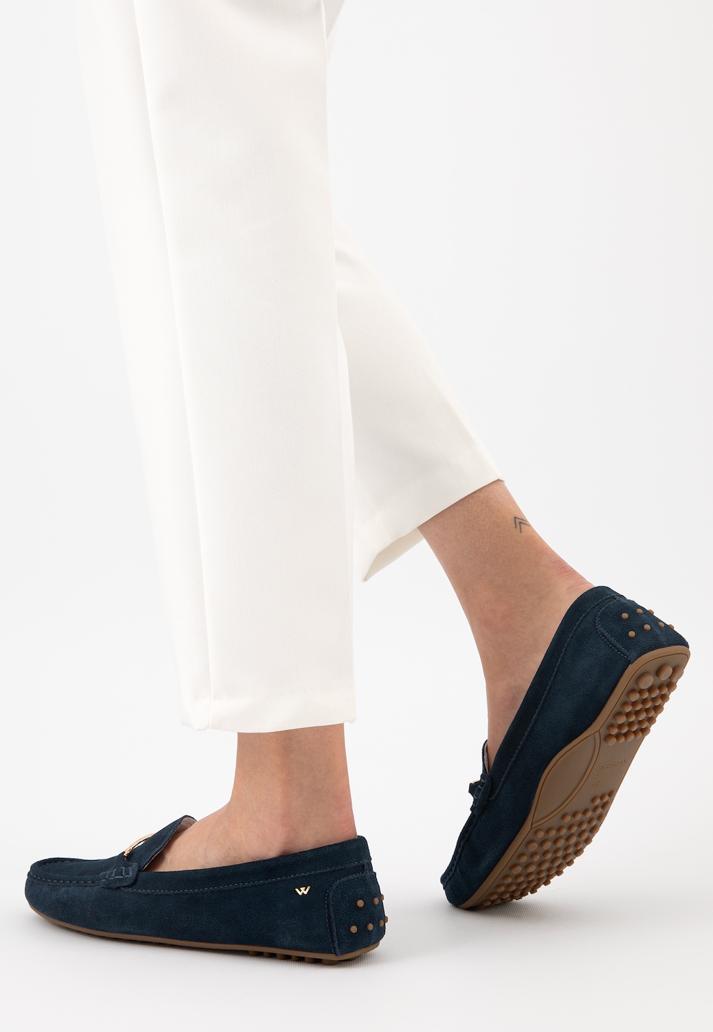 Modré dámske mokasíny so zlatou ozdobnou sponou 46210-66 Widok 8