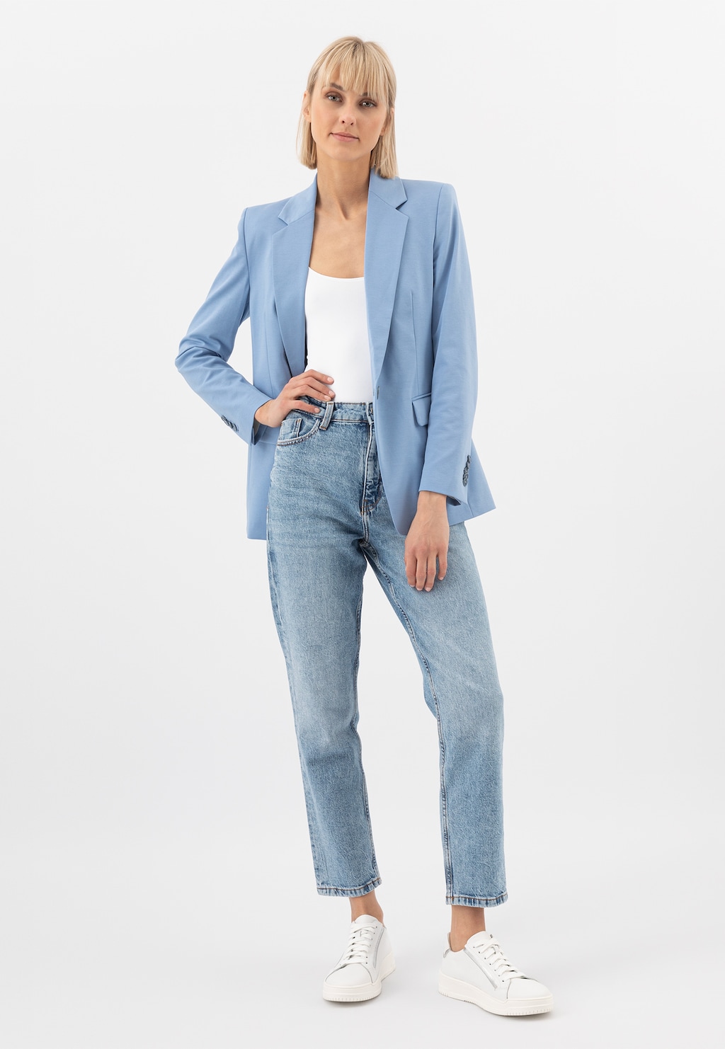 Stylové bílé dámské polobotky se stříbrným pruhem 46230-79 Widok 7