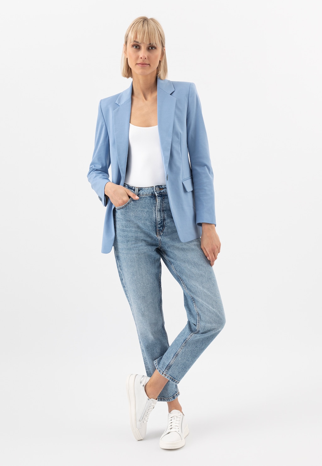 Stylové bílé dámské polobotky se stříbrným pruhem 46230-79 Widok 1