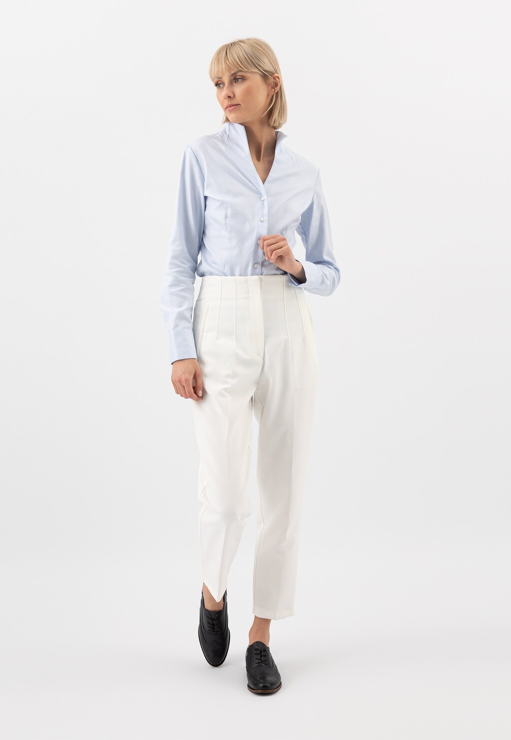 Granatowe sznurowane półbuty damskie brogowane 9474-56 Widok 7