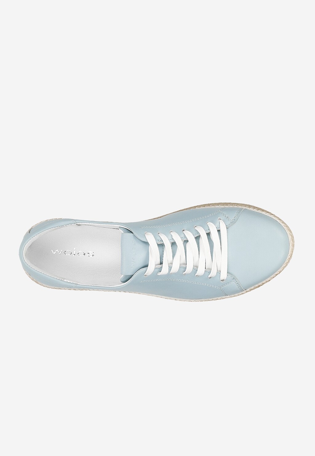 Niebieskie półbuty damskie na beżowej podeszwie 46214-56 Widok 4