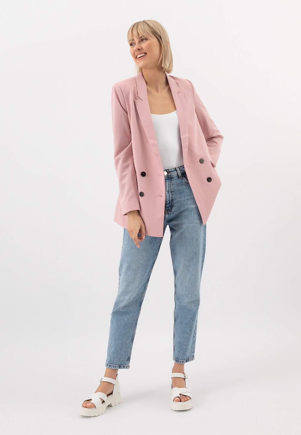 Białe masywne sandały damskie na platformie 76074-59 Widok 7