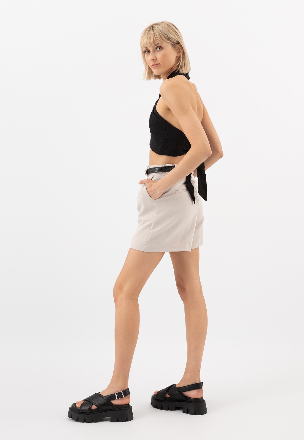 Czarne masywne sandały damskie na platformie 76106-51 Widok 9