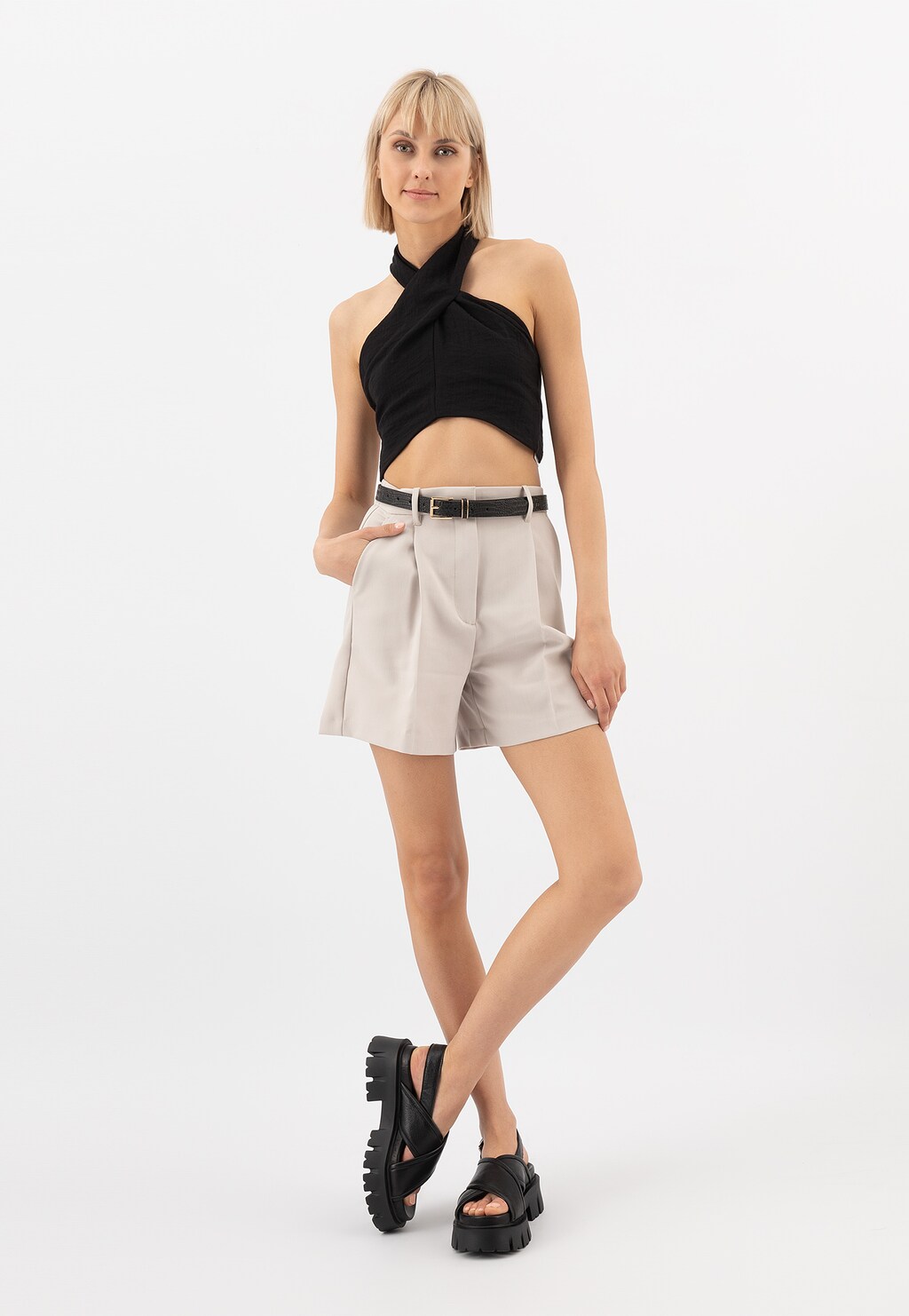 Czarne masywne sandały damskie na platformie 76106-51 Widok 1