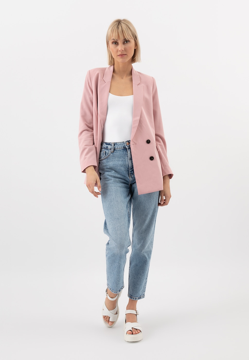 Białe masywne sandały damskie na platformie 76074-59 Widok 1