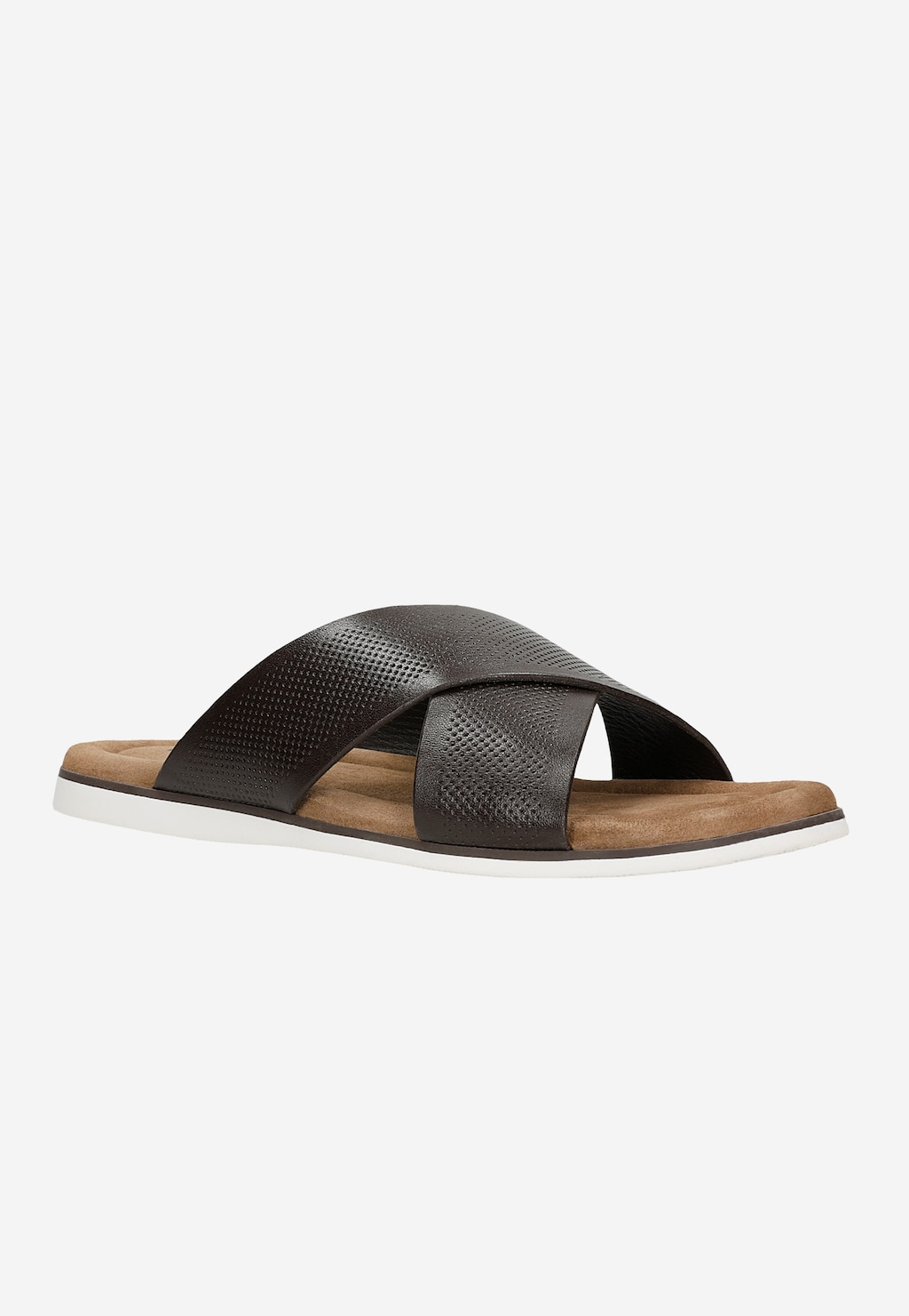 Tmavě hnědé pánské žabky z perforované kůže 32014-52 Widok 2