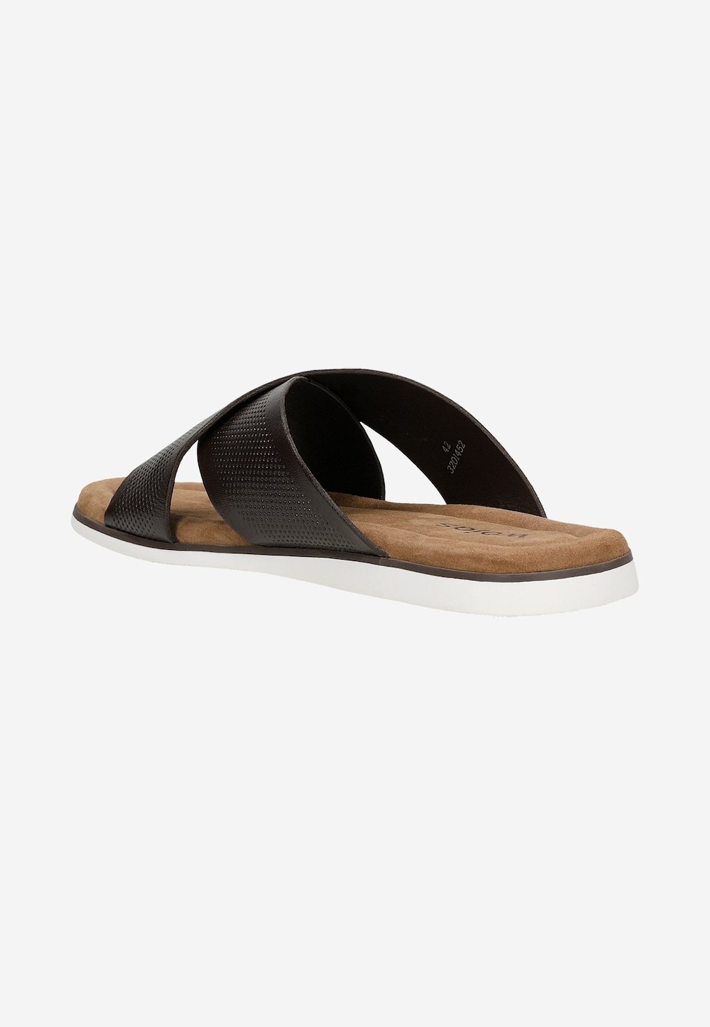 Tmavě hnědé pánské žabky z perforované kůže 32014-52 Widok 3