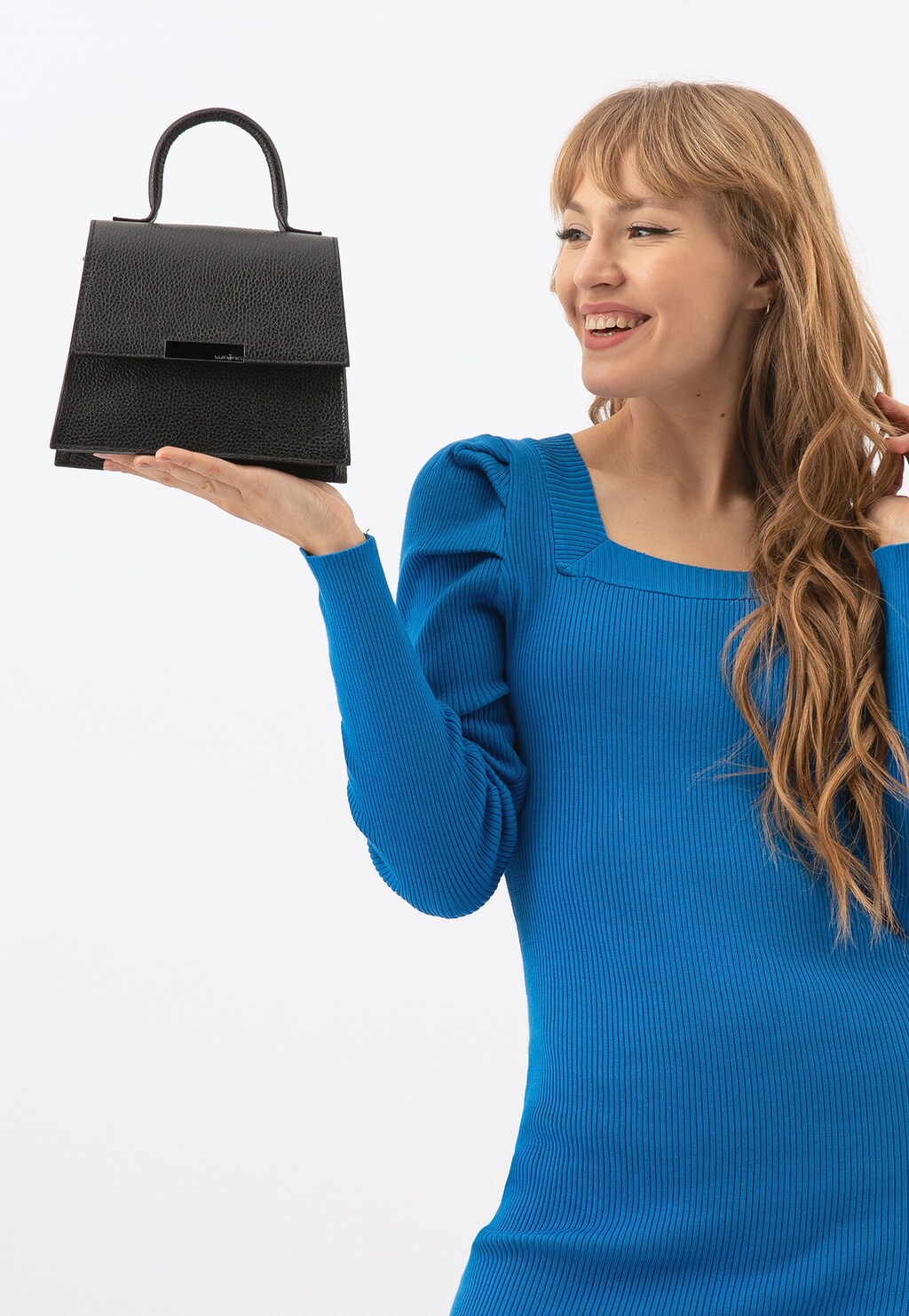 Czarna elegancka torebka damska ze skóry licowej 80255-51 Widok 8