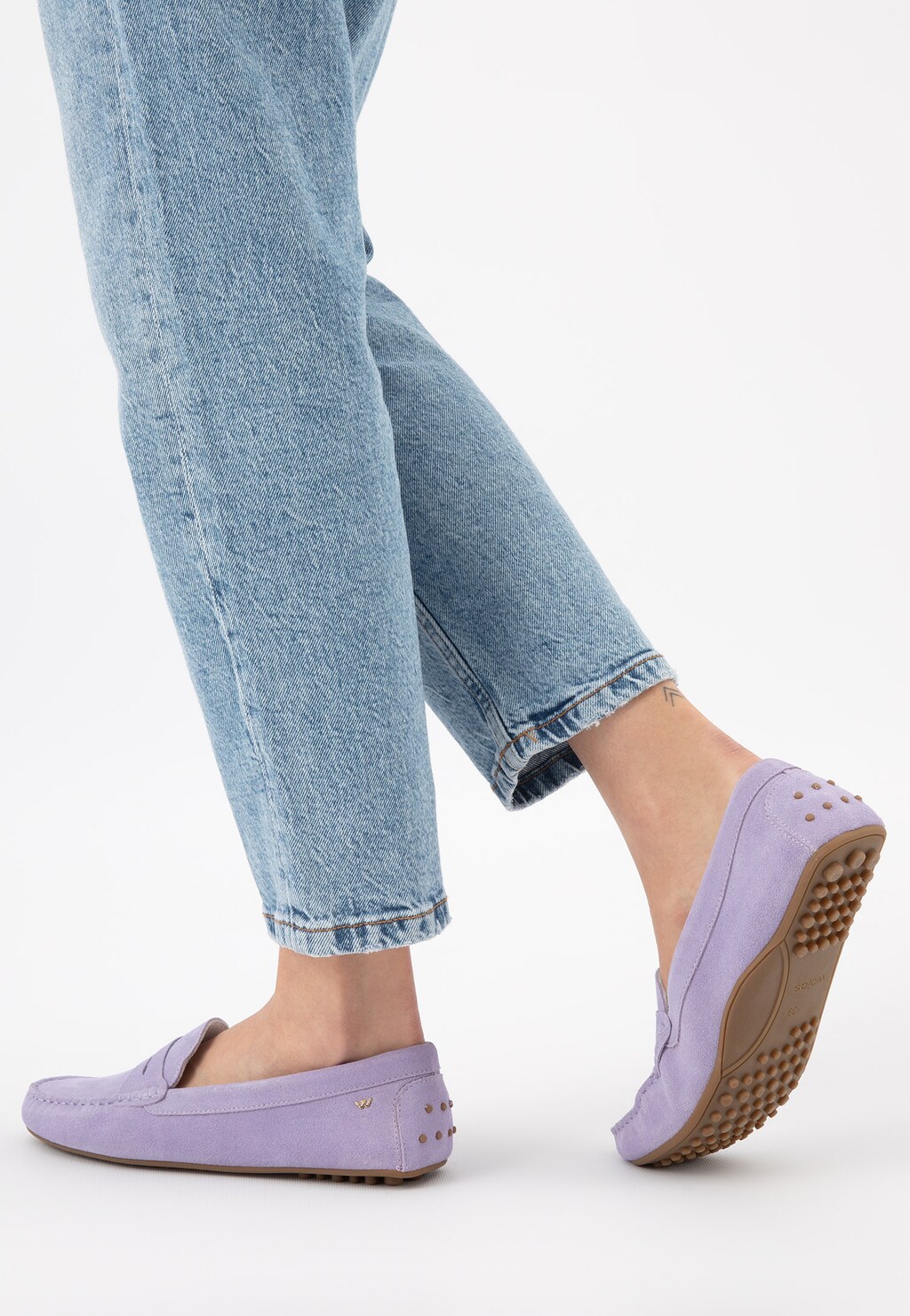 Wiosenne fioletowe mokasyny damskie z dwoiny welurowej 46209-66 Widok 8