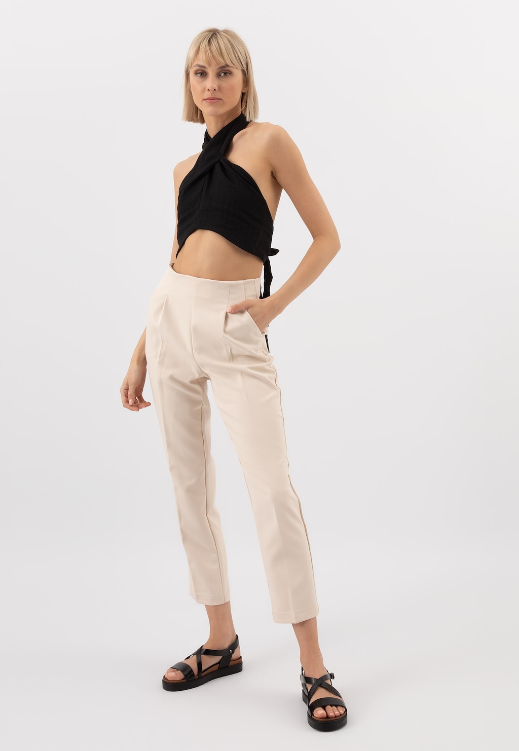 Wygodne czarne sandały damskie na podwyższonej podeszwie 76014-51 Widok 7