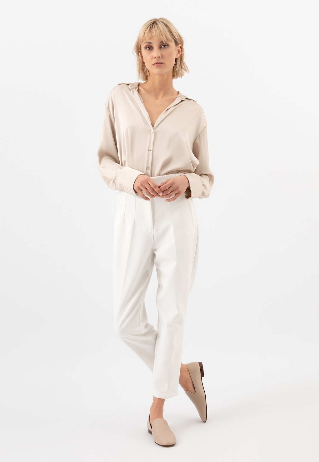 Beżowe skórzane lordsy damskie 45006-54 Widok 1