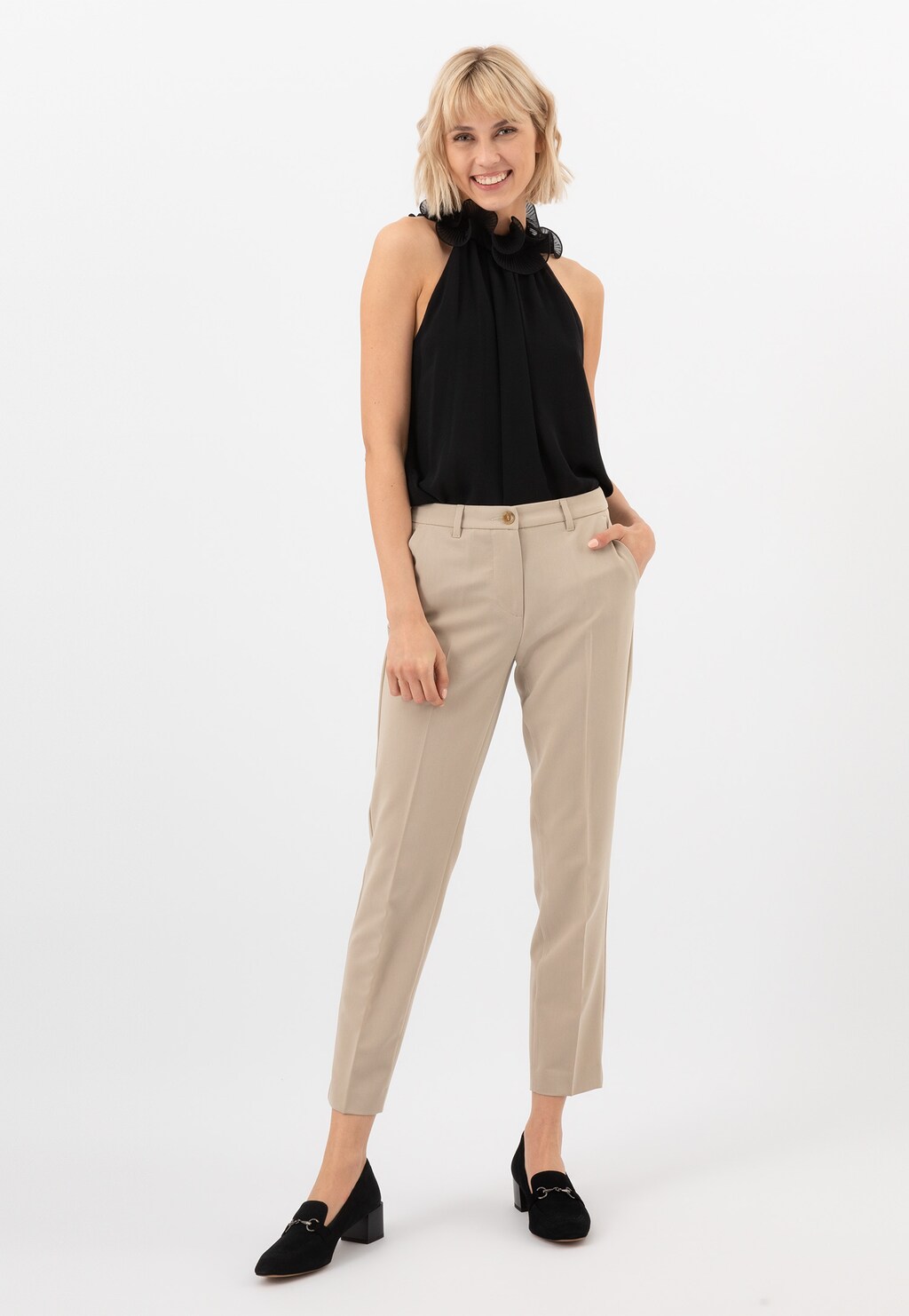 Černé kožené polobotky dámské na nízkém podpatku 46071-61 Widok 1