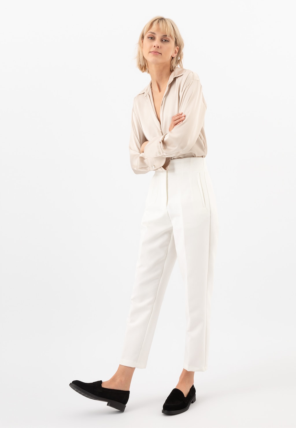 Černé dámské mokasíny z veluru 46222-61 Widok 1