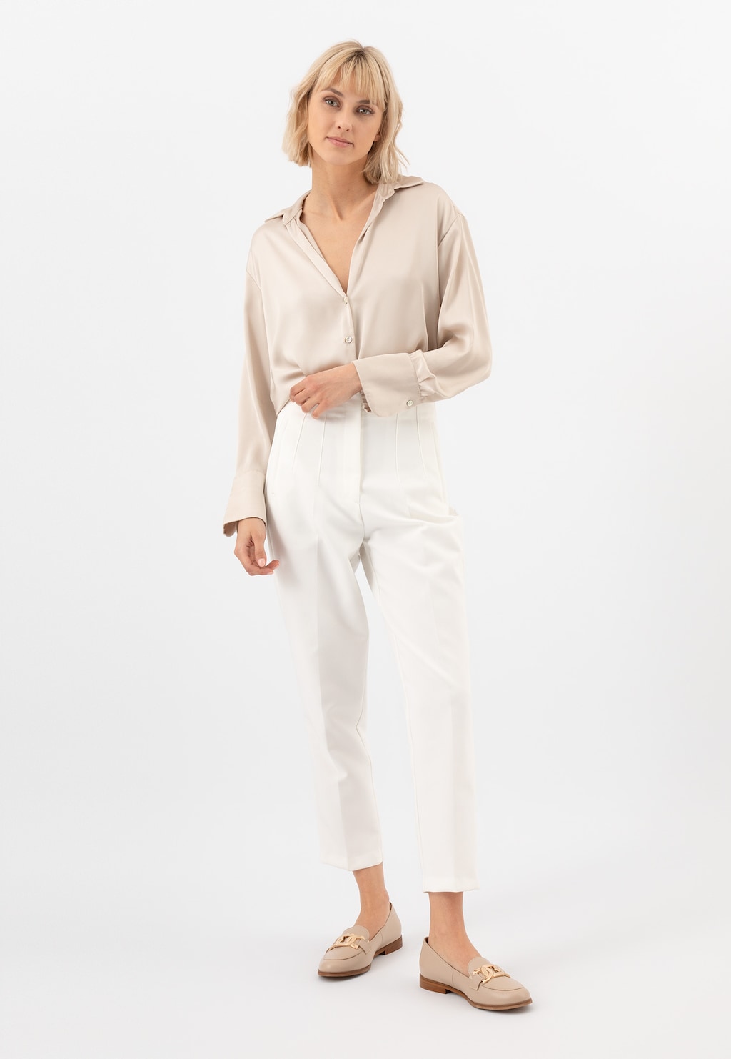 Béžové mokasíny dámské z kvalitní lakované kůže 46225-54 Widok 7