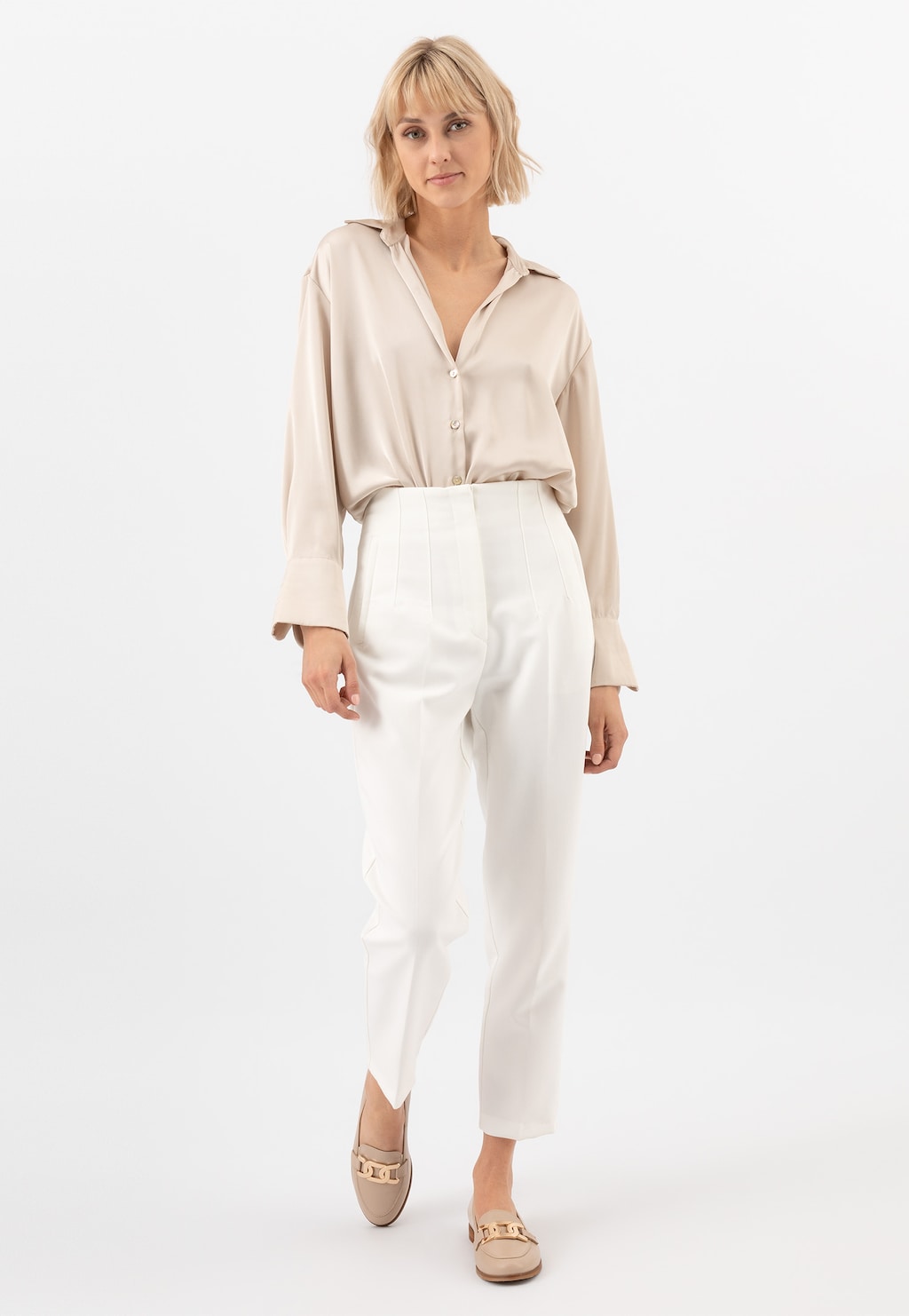 Béžové mokasíny dámské z kvalitní lakované kůže 46225-54 Widok 9