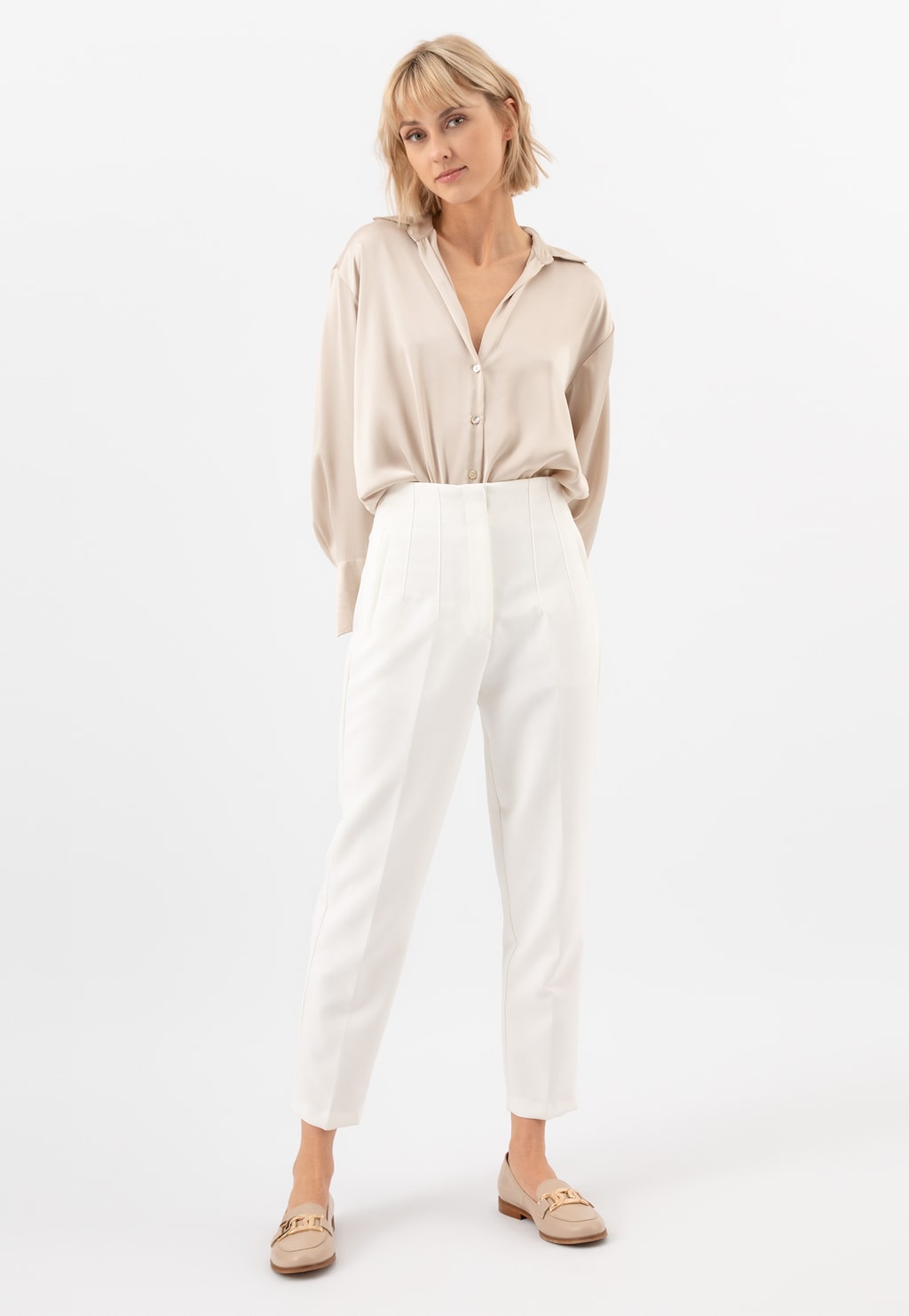 Béžové mokasíny dámské z kvalitní lakované kůže 46225-54 Widok 1