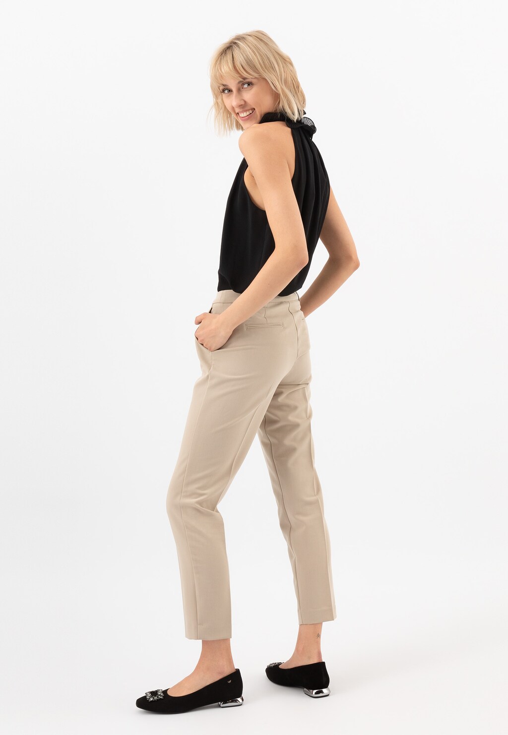 Dámske čierne balerínky s kamienkovou ozdobou 46238-61 Widok 7