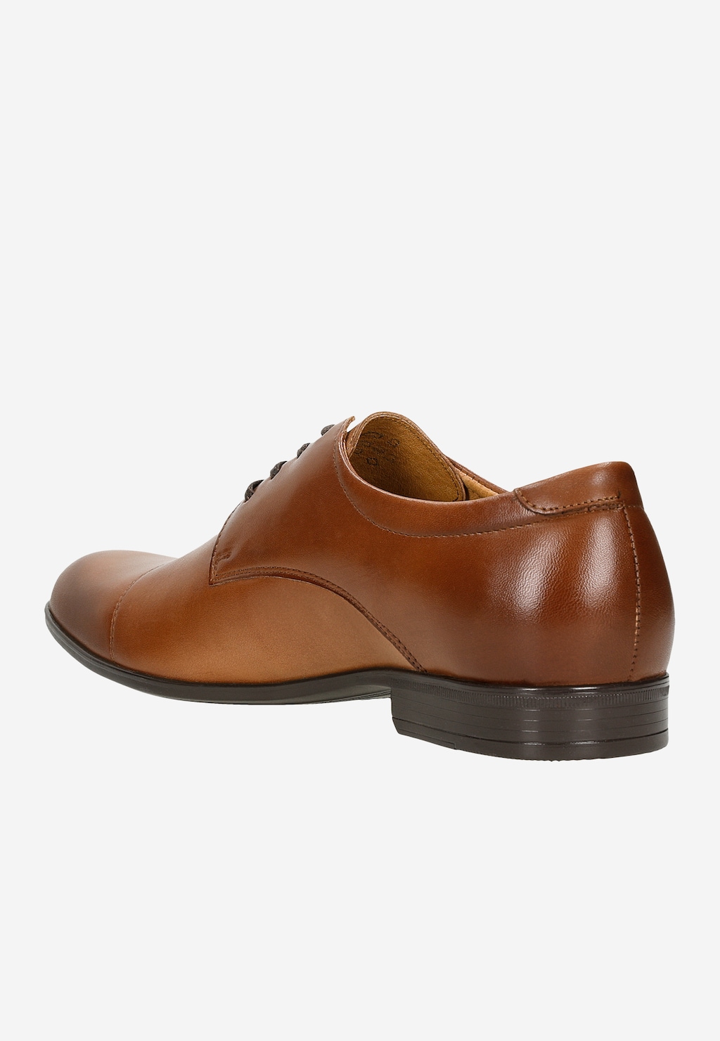 Brązowe eleganckie półbuty męskie Wojas model 9036-52 z boku, ukazujące skórzane wykończenie, czubek typu cap toe, niski obcas i sznurowanie, idealne do stroju biznesowego.