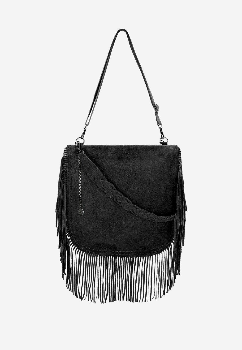 Czarna shopperka z ozdobnymi frędzlami 80256-61 Widok 2