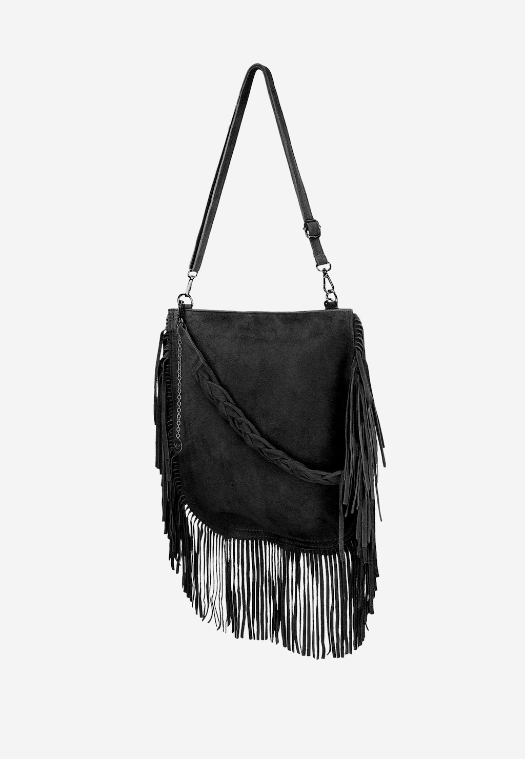 Czarna shopperka z ozdobnymi frędzlami 80256-61 Widok 3