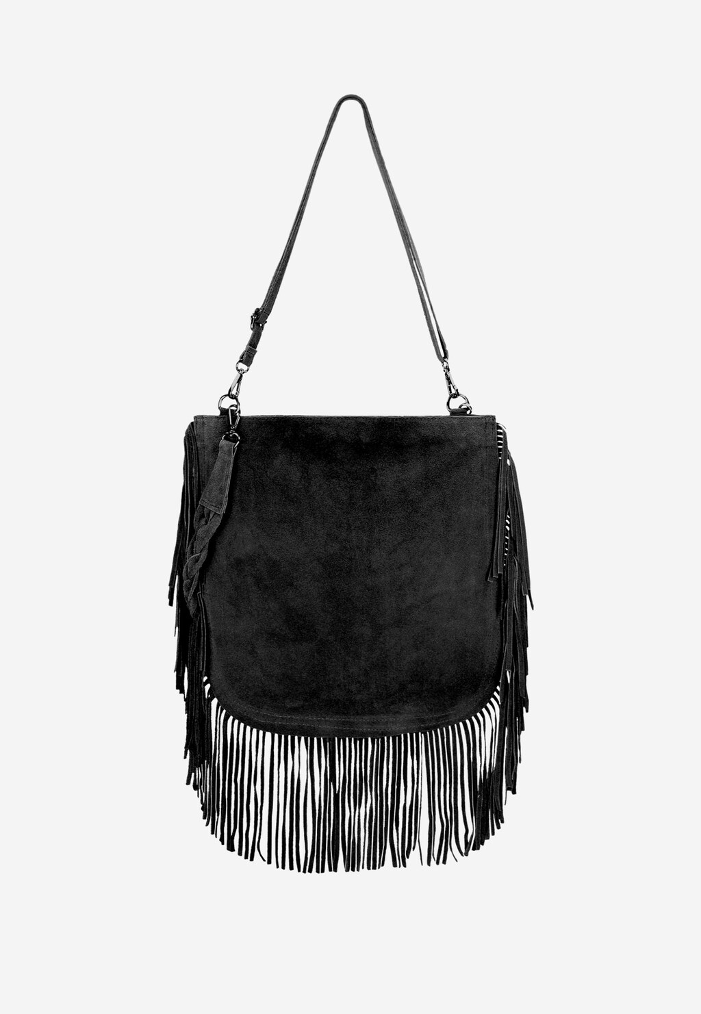 Czarna shopperka z ozdobnymi frędzlami 80256-61 Widok 4