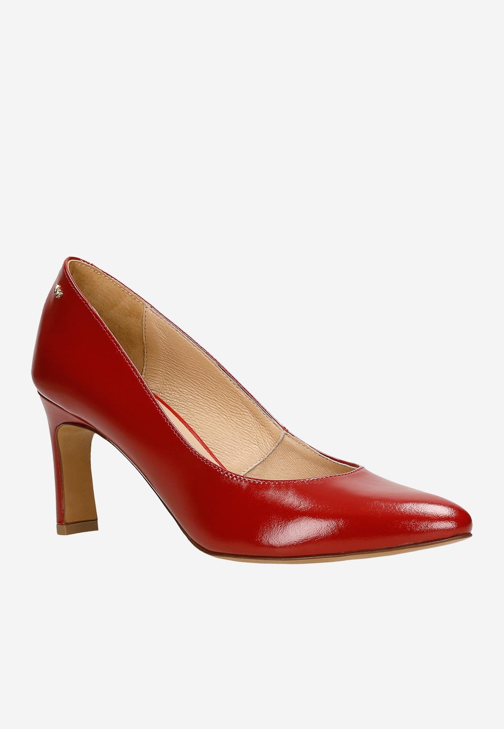 Červené kožené lodičky na stĺpcovom podpätku 35015-55 Widok 3