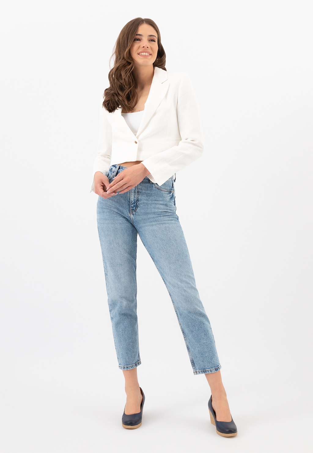 Tmavomodré lodičky na kline potešia očko každej dámy 35077-56 Widok 1