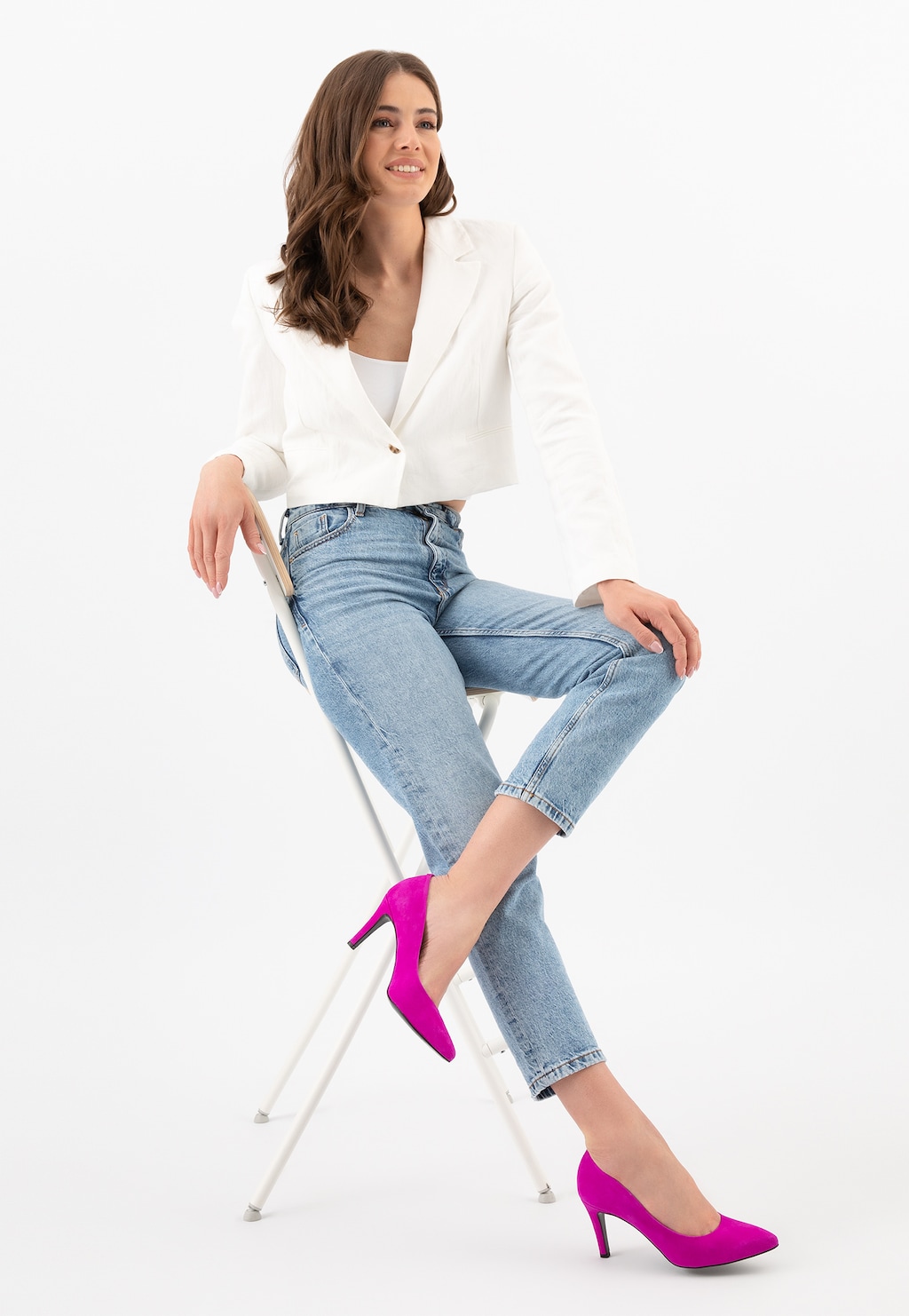 Růžové dámske špilky z velúrové kože 35079-65 Widok 1