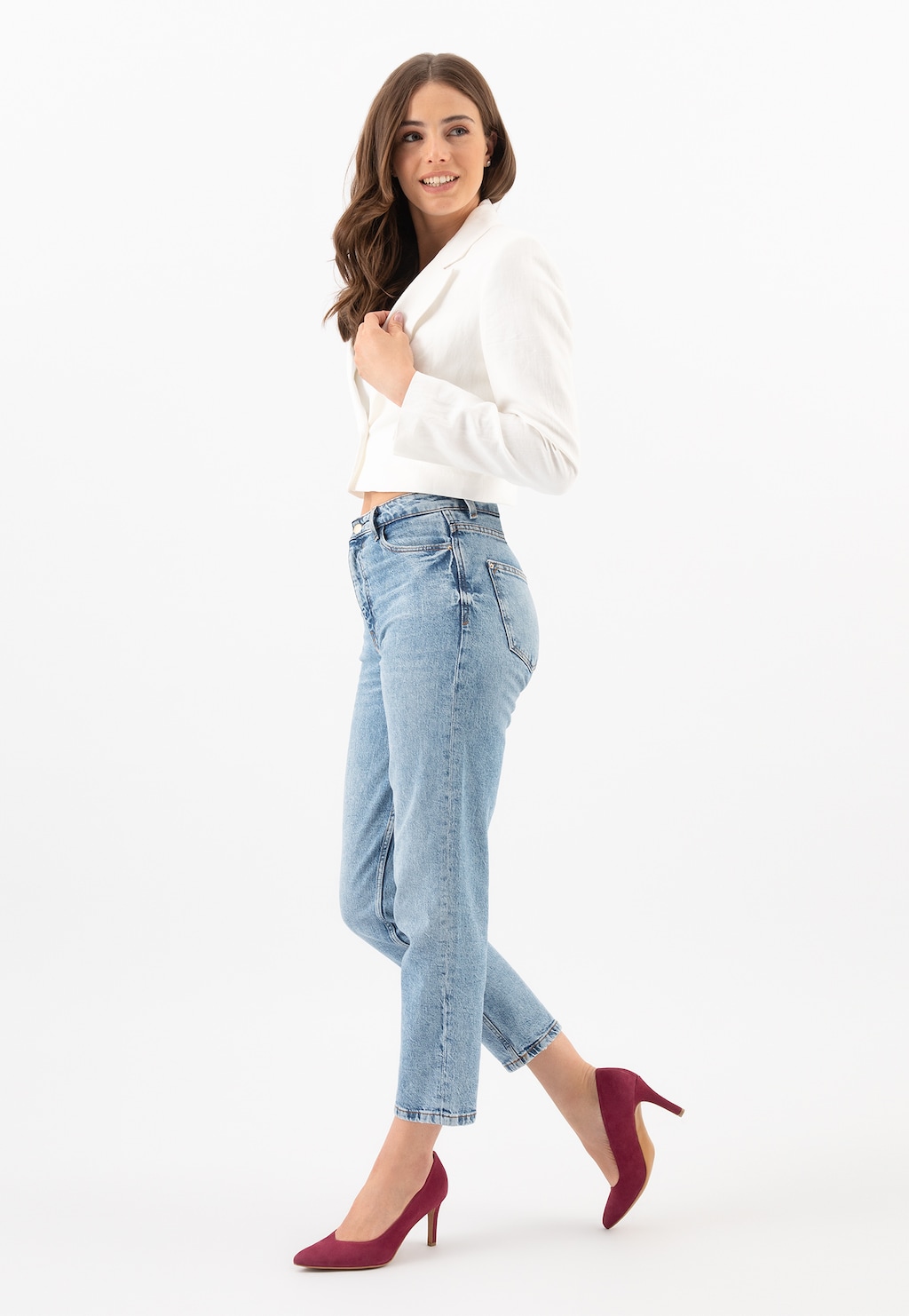 Fioletowe czółenka damskie z weluru na eleganckim obcasie 35112-67 Widok 1