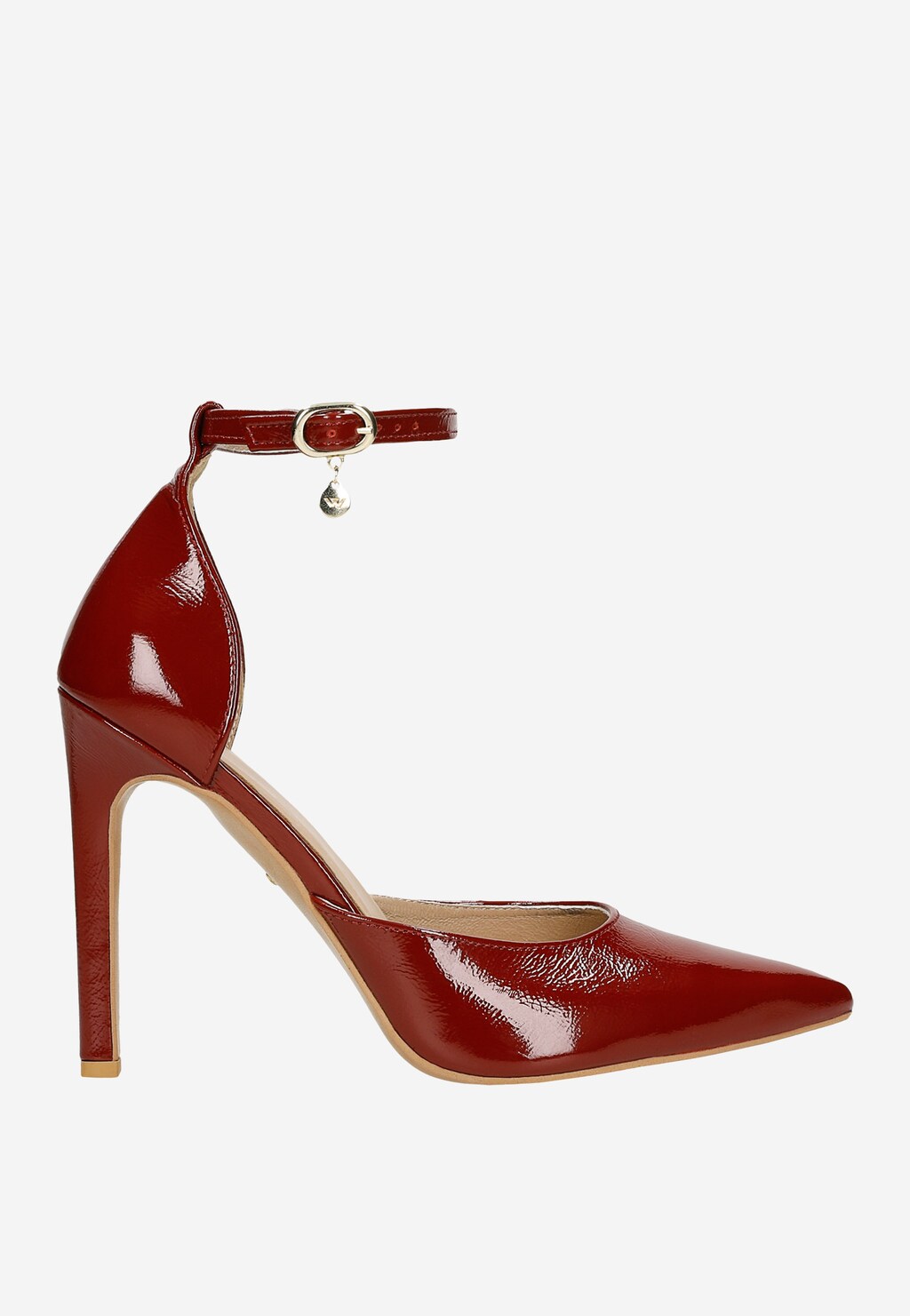 Lakované bordové kožené lodičky s remienkom 35120-35 Widok 2