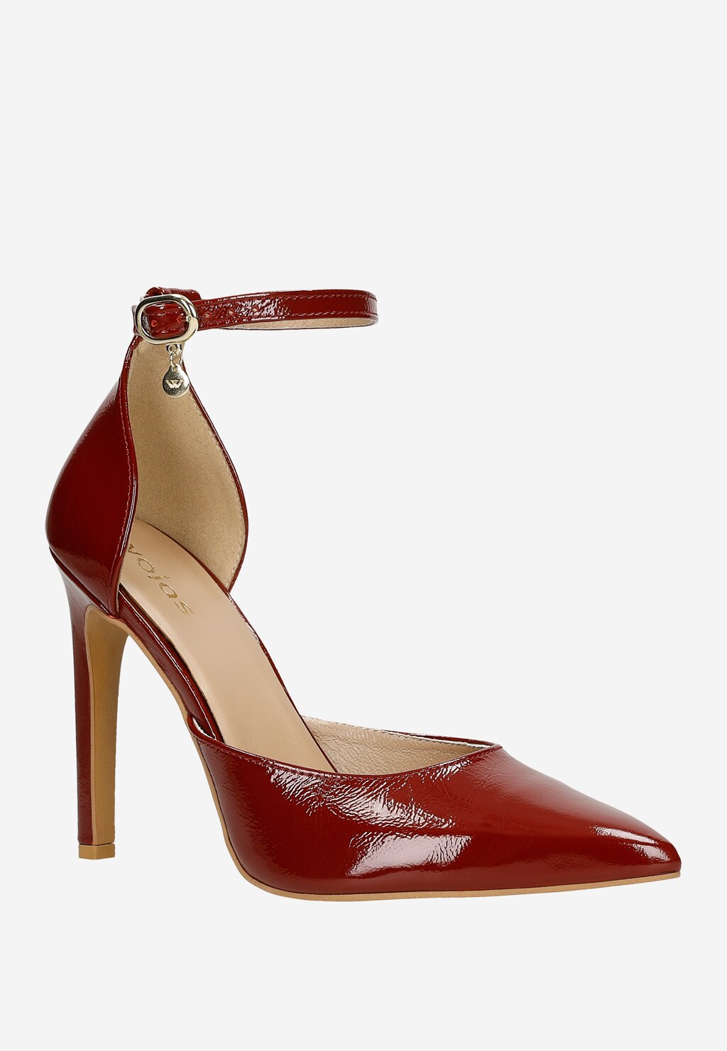 Lakované bordové kožené lodičky s remienkom 35120-35 Widok 3