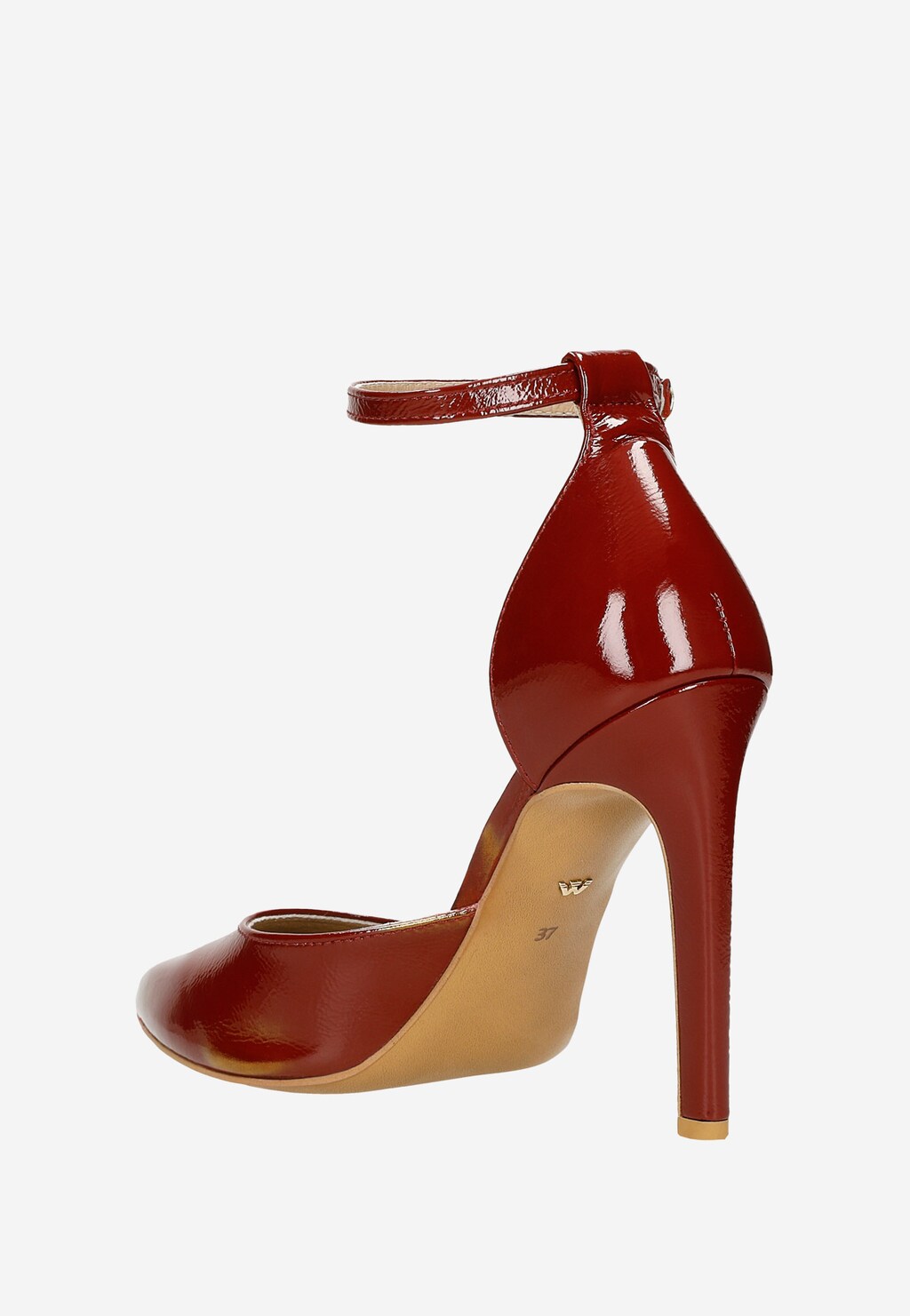 Lakované bordové kožené lodičky s remienkom 35120-35 Widok 4