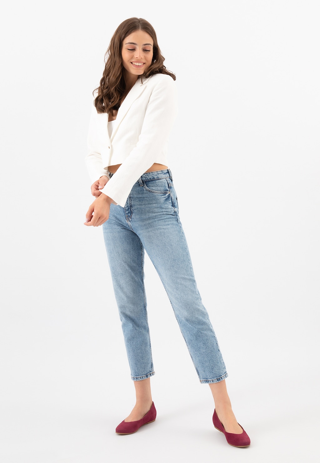 Pohodlné dámske poltopánky z velúrovej kože 44005-67 Widok 1