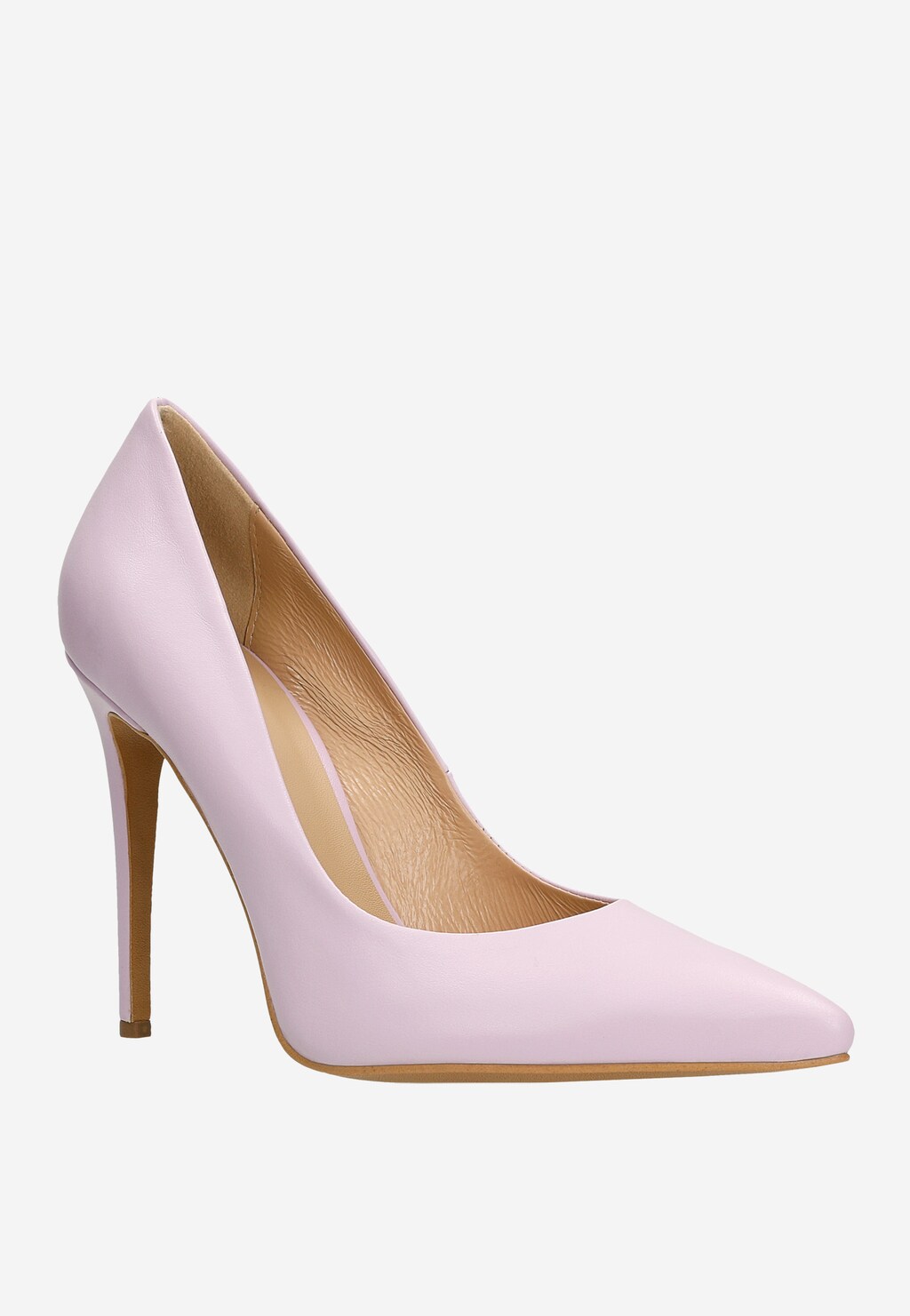 Nežné pastelovo fialové kožené lodičky na vysokom podpätku 35100-57 Widok 3
