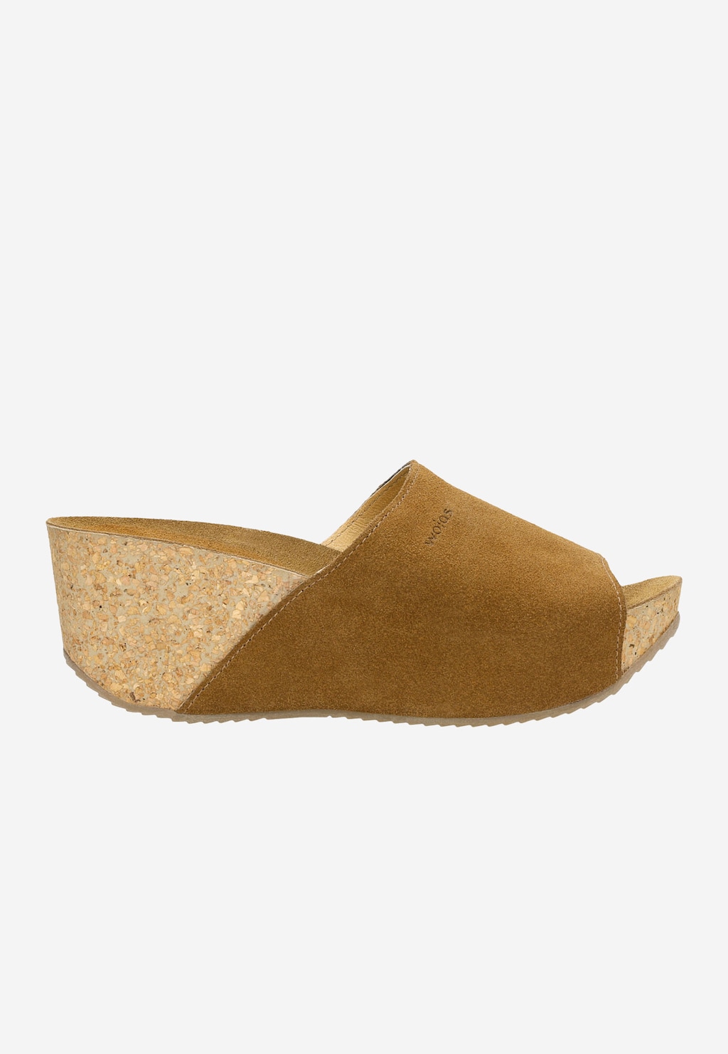 Brązowe klapki damskie na korkowej koturnie 74021-63 Widok 2